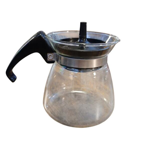 Vintage PYREX Glass Coffee Tea Pot Carafe with Lid and Handle 2 Cup 802 EUC 4"T - Picture 2 of 6